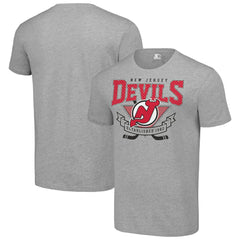 NHL Heather Gray New Jersey Devils Starter Team Logo Graphic T-Shirt