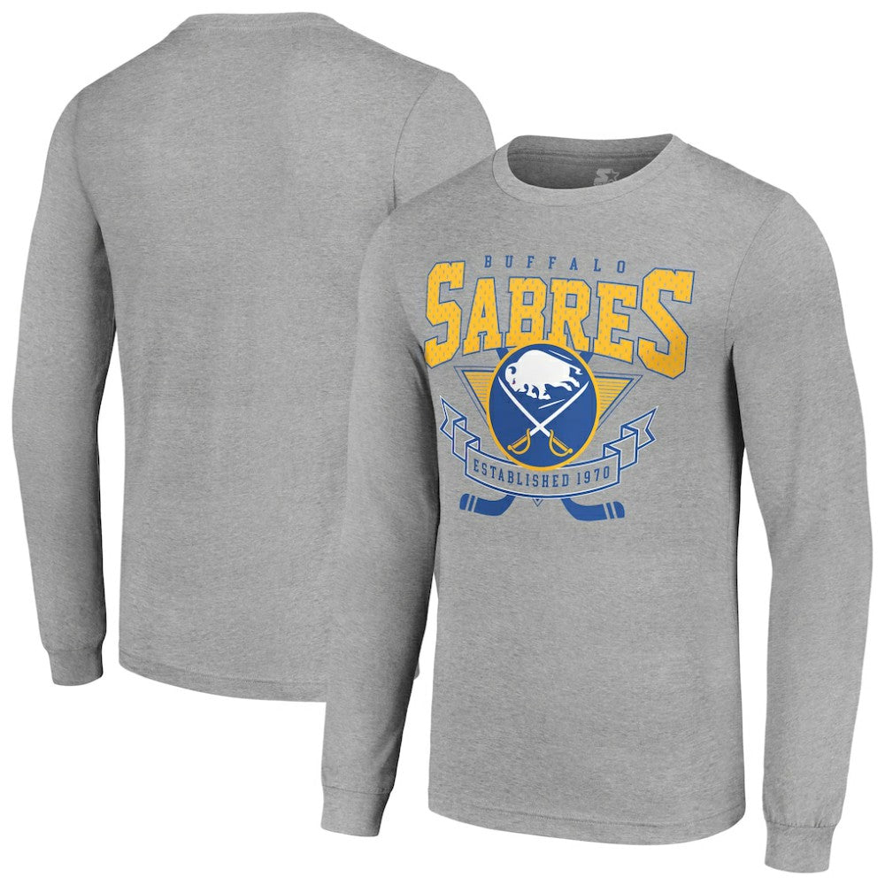 NHL Heather Gray Buffalo Sabres Starter '80s Inspired Team Logo Long Sleeve T-Shirt