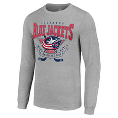 NHL Heather Gray Columbus Blue Jackets Starter '80s Inspired Team Logo Long Sleeve T-Shirt