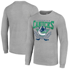 NHL Heather Gray Vancouver Canucks Starter '80s Inspired Team Logo Long Sleeve T-Shirt