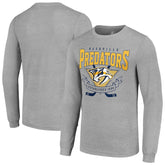 NHL Heather Gray Nashville Predators Starter '80s Inspired Team Logo Long Sleeve T-Shirt