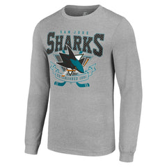 NHL Heather Gray San Jose Sharks Starter '80s Inspired Team Logo Long Sleeve T-Shirt