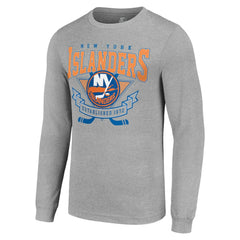 NHL Heather Gray New York Islanders Starter '80s Inspired Team Logo Long Sleeve T-Shirt