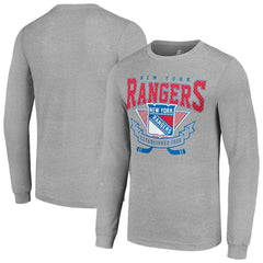 NHL Heather Gray New York Rangers Starter '80s Inspired Team Logo Long Sleeve T-Shirt