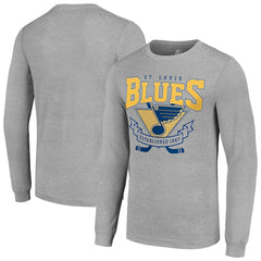 NHL Heather Gray St. Louis Blues Starter '80s Inspired Team Logo Long Sleeve T-Shirt