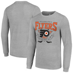 NHL Heather Gray Philadelphia Flyers Starter '80s Inspired Team Logo Long Sleeve T-Shirt