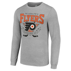 NHL Heather Gray Philadelphia Flyers Starter '80s Inspired Team Logo Long Sleeve T-Shirt