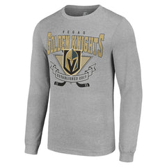 NHL Heather Gray Vegas Golden Knights Starter '80s Inspired Team Logo Long Sleeve T-Shirt