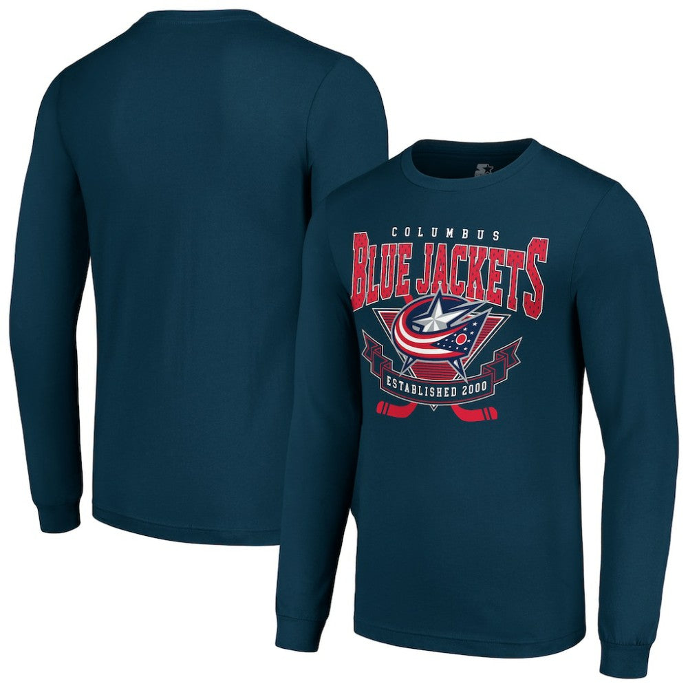 NHL Navy Columbus Blue Jackets Starter Team Logo Graphic Long Sleeve T-Shirt