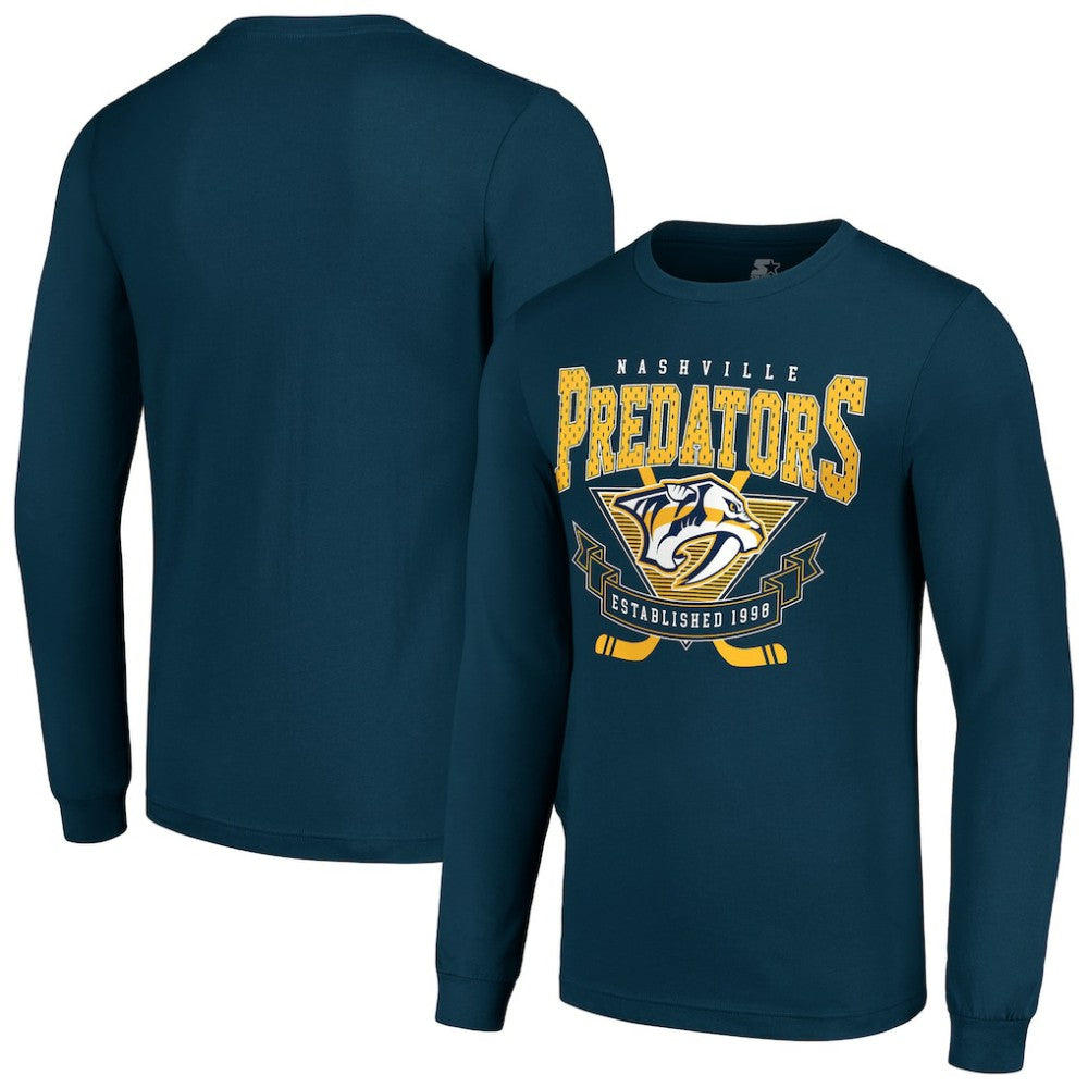 NHL Navy Nashville Predators Starter Team Logo Graphic Long Sleeve T-Shirt