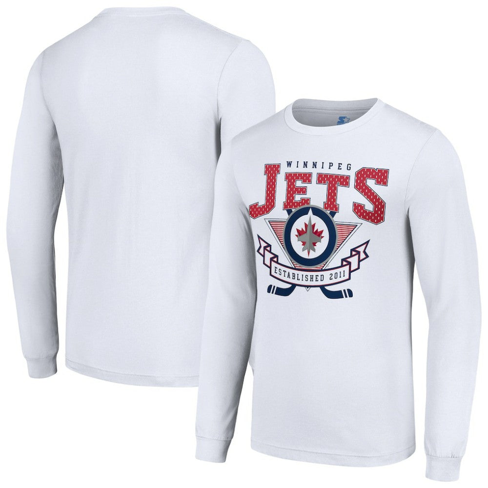 NHL White Winnipeg Jets Starter Team Logo Graphic Long Sleeve T-Shirt