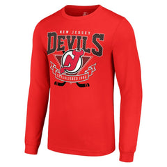 NHL Red New Jersey Devils Starter Team Logo Graphic Long Sleeve T-Shirt