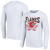 NHL White Calgary Flames Starter Team Logo Graphic Long Sleeve T-Shirt