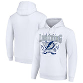 NHL White Tampa Bay Lightning Starter Team Logo Graphic Fleece Tri-Blend Pullover Hoodie