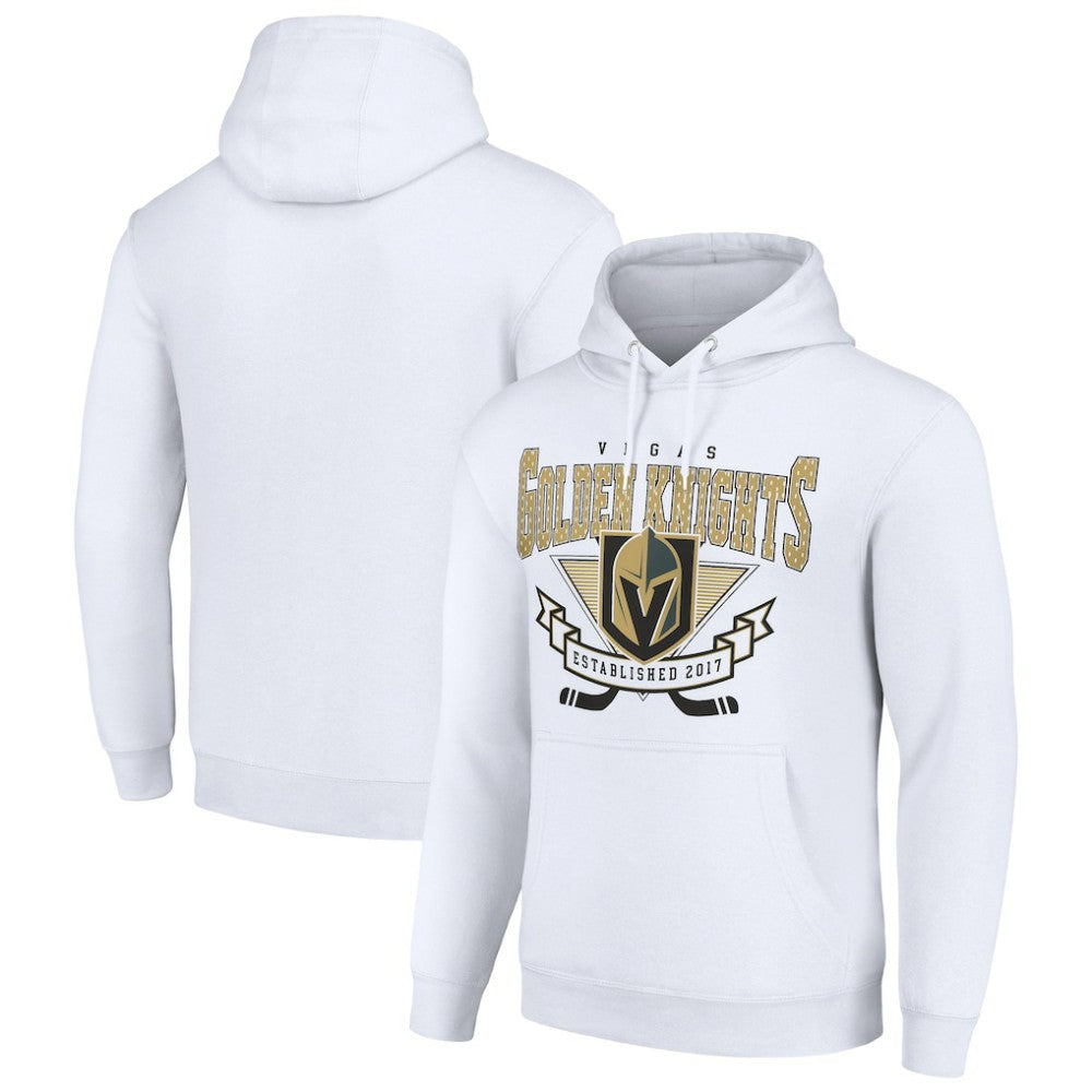 NHL White Vegas Golden Knights Starter Team Logo Graphic Fleece Tri-Blend Pullover Hoodie