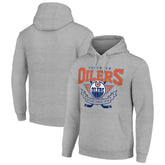 NHL Heather Gray Edmonton Oilers Starter Team Logo Graphic Fleece Tri-Blend Pullover Hoodie