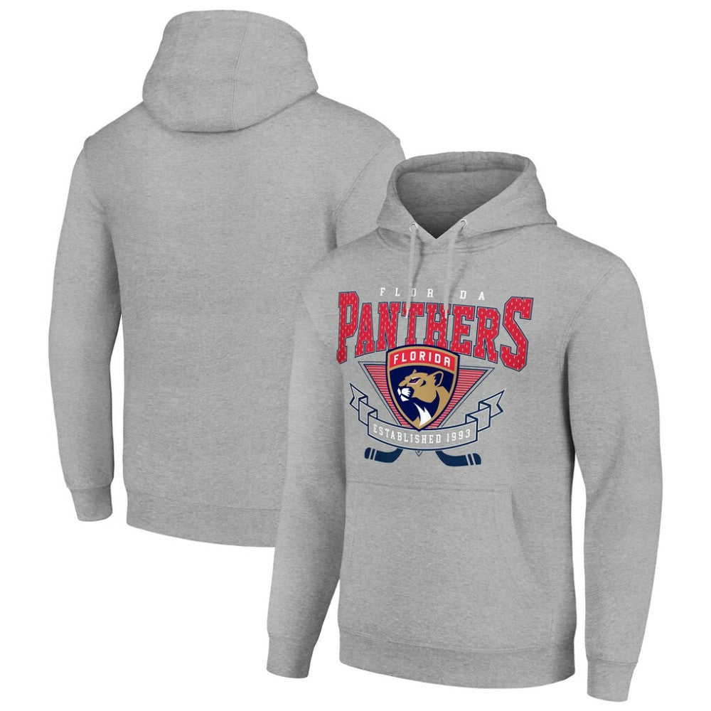 NHL Heather Gray Florida Panthers Starter Team Logo Graphic Fleece Tri-Blend Pullover Hoodie