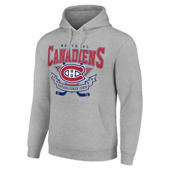NHL Heather Gray Montreal Canadiens Starter Team Logo Graphic Fleece Tri-Blend Pullover Hoodie