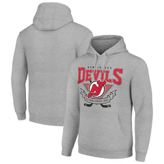 NHL Heather Gray New Jersey Devils Starter Team Logo Graphic Fleece Tri-Blend Pullover Hoodie