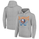 NHL Heather Gray New York Islanders Starter Team Logo Graphic Fleece Tri-Blend Pullover Hoodie