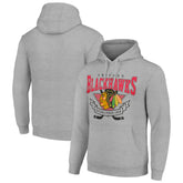 NHL Heather Gray Chicago Blackhawks Starter Team Logo Graphic Fleece Tri-Blend Pullover Hoodie