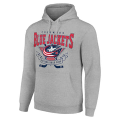 NHL Heather Gray Columbus Blue Jackets Starter Team Logo Graphic Fleece Tri-Blend Pullover Hoodie