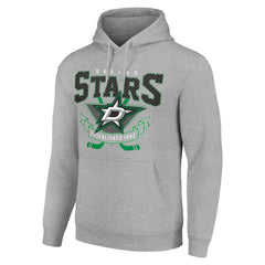 NHL Heather Gray Dallas Stars Starter Team Logo Graphic Fleece Tri-Blend Pullover Hoodie