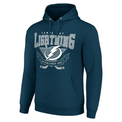 NHL Navy Tampa Bay Lightning Starter Team Logo Graphic Fleece Tri-Blend Pullover Hoodie