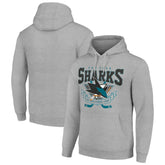 NHL Heather Gray San Jose Sharks Starter Team Logo Graphic Fleece Tri-Blend Pullover Hoodie