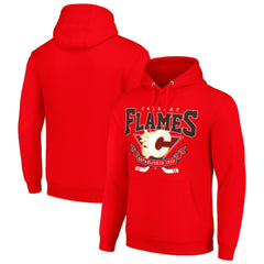 NHL Red Calgary Flames Starter Team Logo Graphic Fleece Tri-Blend Pullover Hoodie