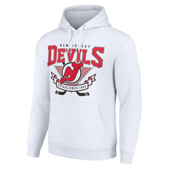 NHL White New Jersey Devils Starter Team Logo Graphic Fleece Tri-Blend Pullover Hoodie