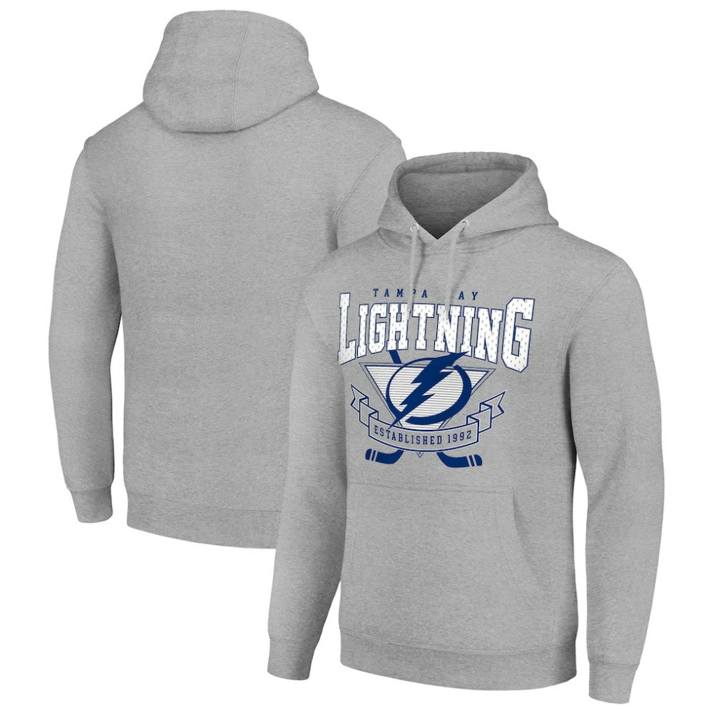 NHL Heather Gray Tampa Bay Lightning Starter Team Logo Graphic Fleece Tri-Blend Pullover Hoodie