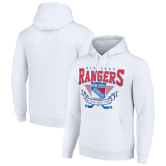NHL White New York Rangers Starter Team Logo Graphic Fleece Tri-Blend Pullover Hoodie