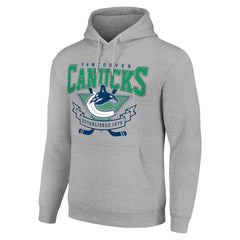 NHL Heather Gray Vancouver Canucks Starter Team Logo Graphic Fleece Tri-Blend Pullover Hoodie