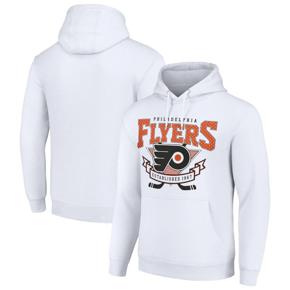NHL White Philadelphia Flyers Starter Team Logo Graphic Fleece Tri-Blend Pullover Hoodie