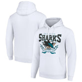NHL White San Jose Sharks Starter Team Logo Graphic Fleece Tri-Blend Pullover Hoodie