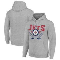 NHL Heather Gray Winnipeg Jets Starter Team Logo Graphic Fleece Tri-Blend Pullover Hoodie