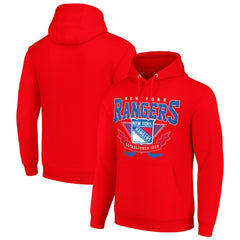 NHL Red New York Rangers Starter Team Logo Graphic Fleece Tri-Blend Pullover Hoodie