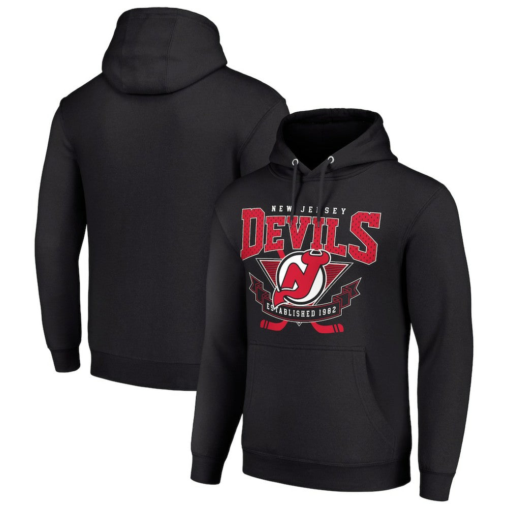 NHL Black New Jersey Devils Starter Team Logo Graphic Fleece Tri-Blend Pullover Hoodie