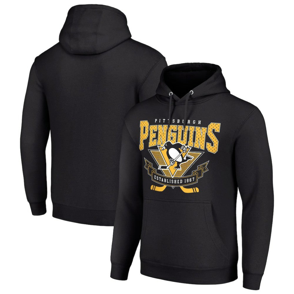 NHL Black Pittsburgh Penguins Starter Team Logo Graphic Fleece Tri-Blend Pullover Hoodie
