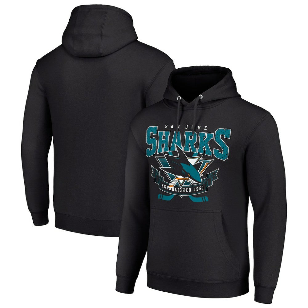 NHL Black San Jose Sharks Starter Team Logo Graphic Fleece Tri-Blend Pullover Hoodie