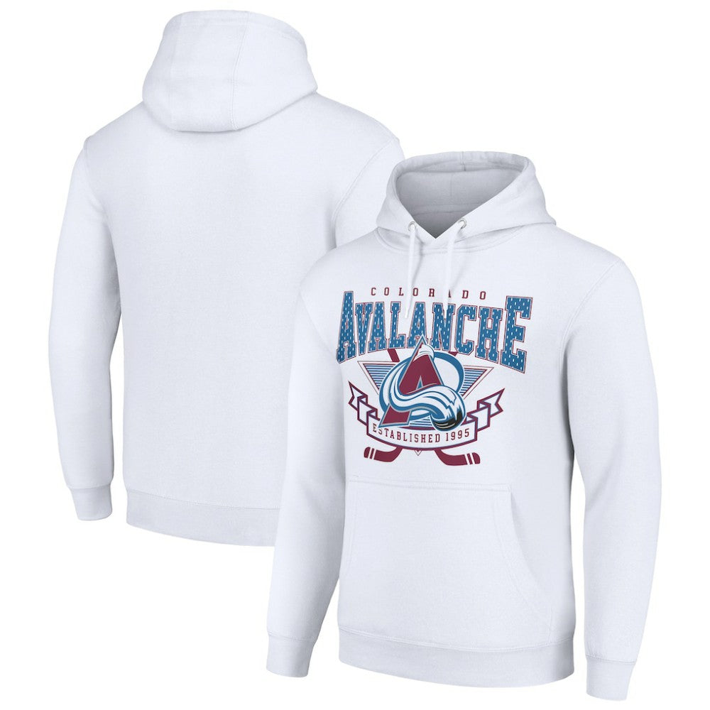 NHL White Colorado Avalanche Starter Team Logo Graphic Fleece Tri-Blend Pullover Hoodie