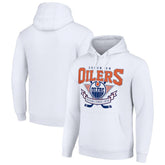 NHL White Edmonton Oilers Starter Team Logo Graphic Fleece Tri-Blend Pullover Hoodie