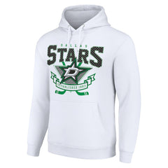 NHL White Dallas Stars Starter Team Logo Graphic Fleece Tri-Blend Pullover Hoodie