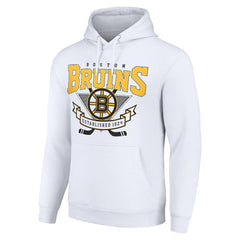 NHL White Boston Bruins Starter Team Logo Graphic Fleece Tri-Blend Pullover Hoodie