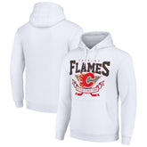 NHL White Calgary Flames Starter Team Logo Graphic Fleece Tri-Blend Pullover Hoodie