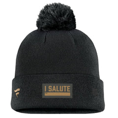 NHL Black Seattle Kraken Fanatics Military Appreciation Cuffed Knit Hat with Pom