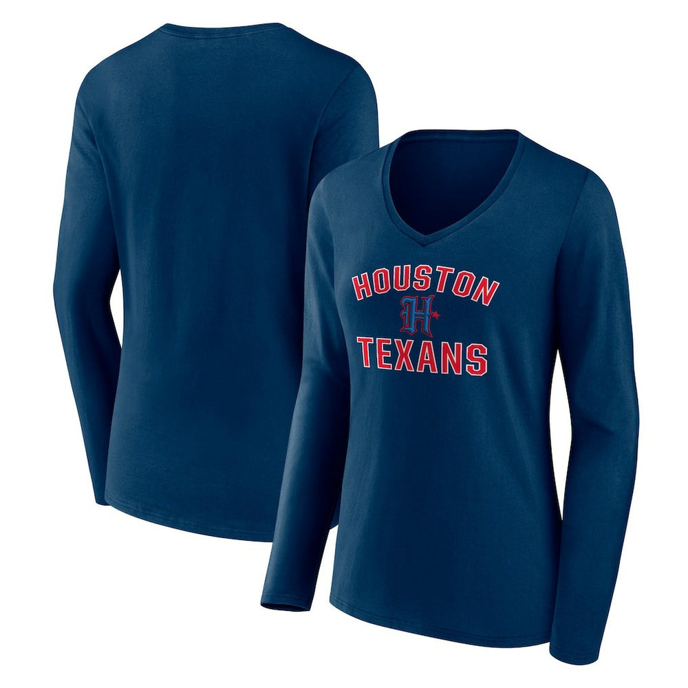 Women's Secondary Logo Victory Arch Long Sleeve V-Neck T-Shirt - Houston Texans