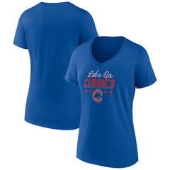 MLB Chicago Cubs Women's Let's Go Cubbies V-Neck T-Shirt