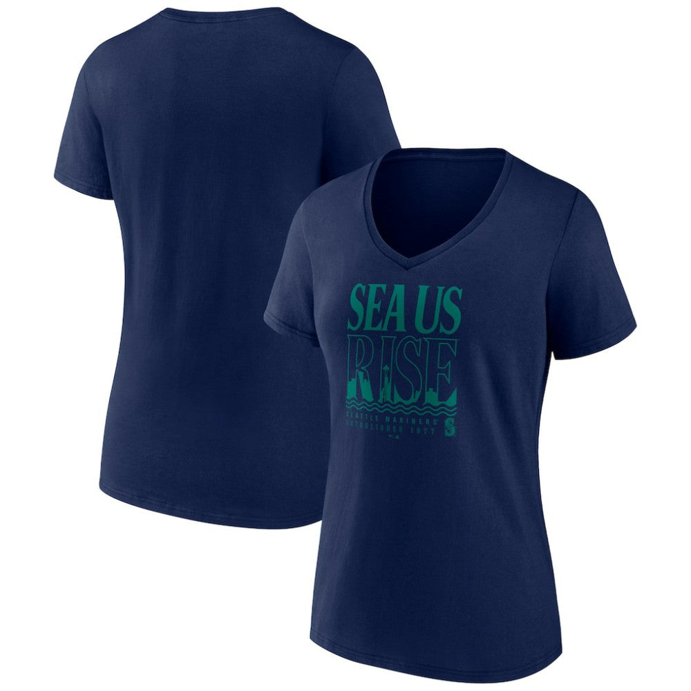 MLB Seattle Mariners Women's Sea Us Rise V-Neck T-Shirt
